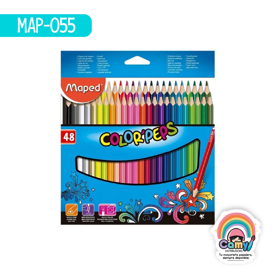 MAP-055 LAPICES COLORPEPS X48 ESTUCHE DE CARTON MAPED