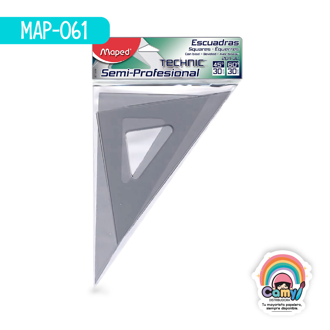 MAP-061 JGO ESCUADRA SEM PROF HUMO CB/SG 30CM BOLSA MAPED