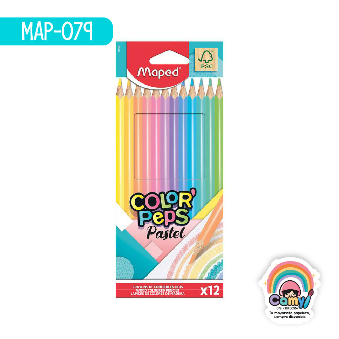 MAP-079 LAPICES PASTEL COLOR'PEPS X12 EST CART MAPED