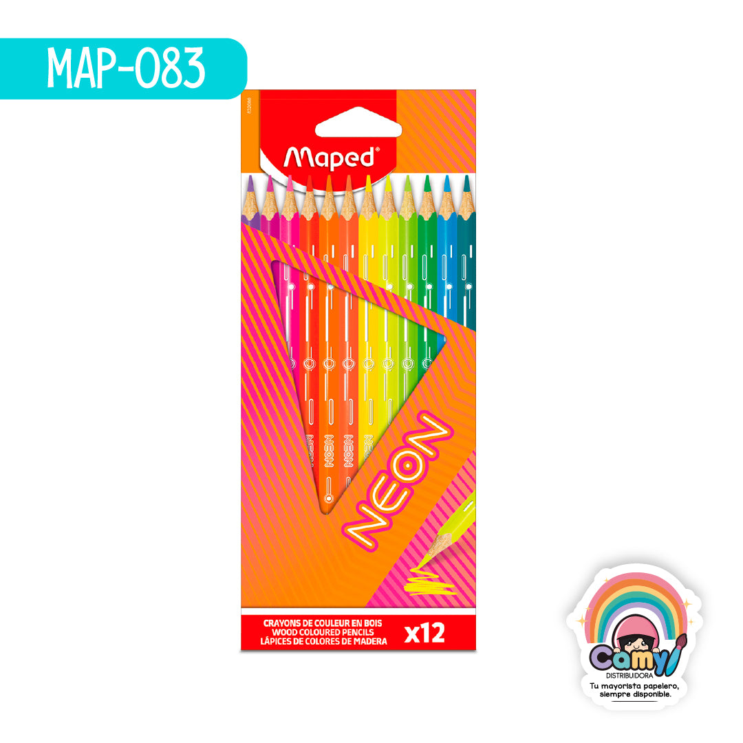MAP-083 LAPICES NEON X12 ESTUCHE MAPED