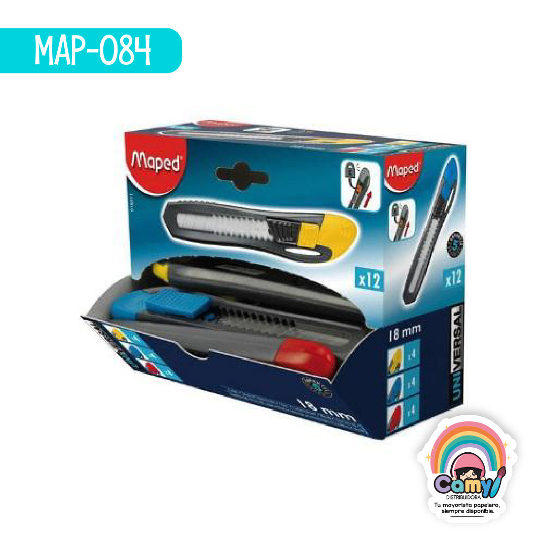 MAP-084 CUTTER UNIVERSAL PLASTICO 18MM CAJA X12 MAPED