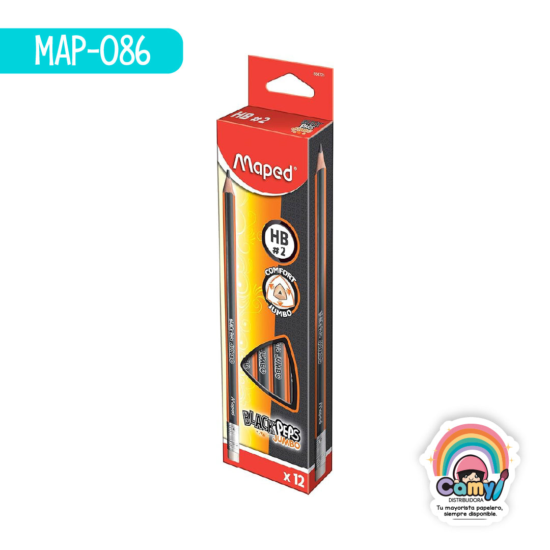 MAP-086 LAPIZ GRAFITO JUMBO C/GOMA HB CAJA X10 MAPED