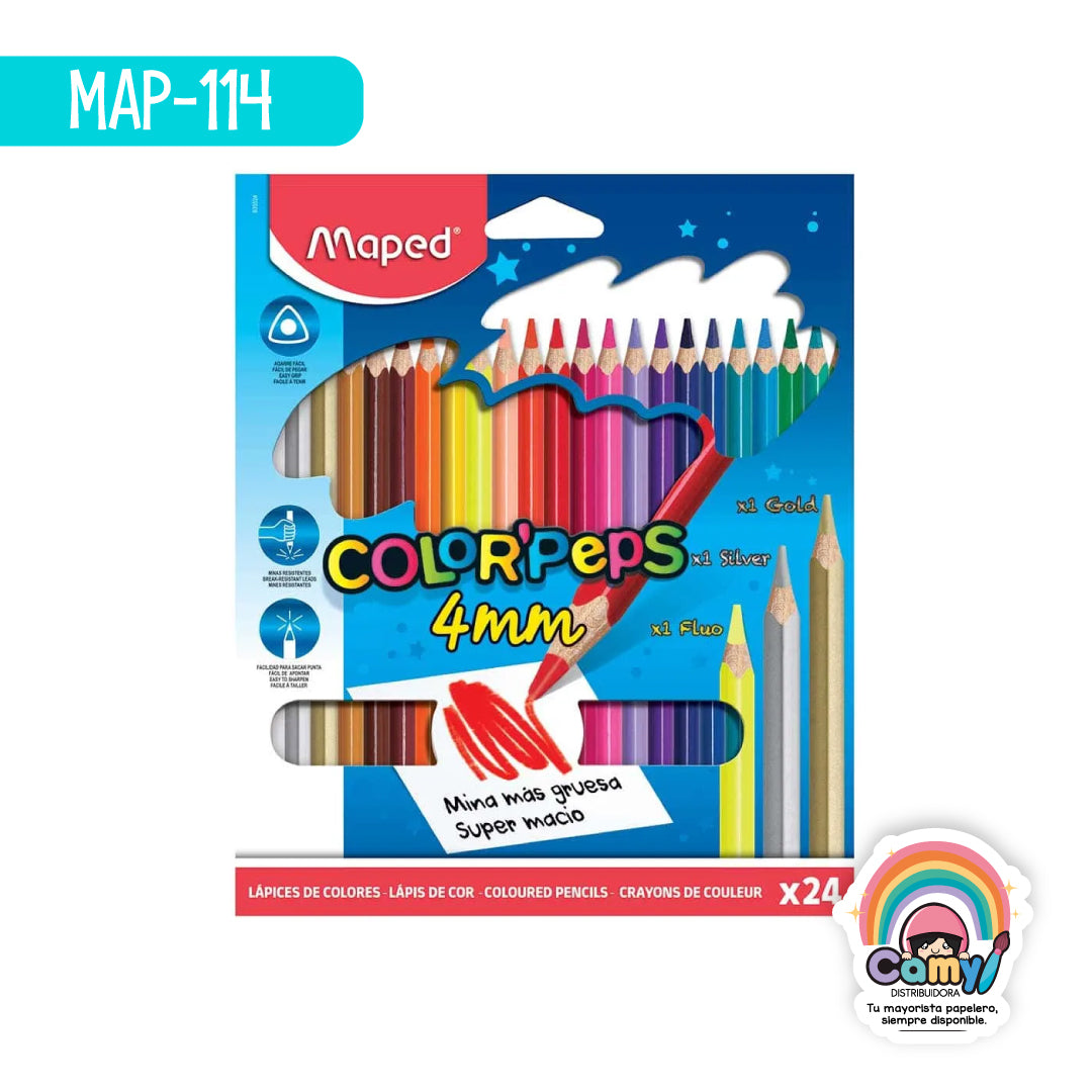 MAP-114 LAPICES COLOR'PEPS  4MM X24 MAPED