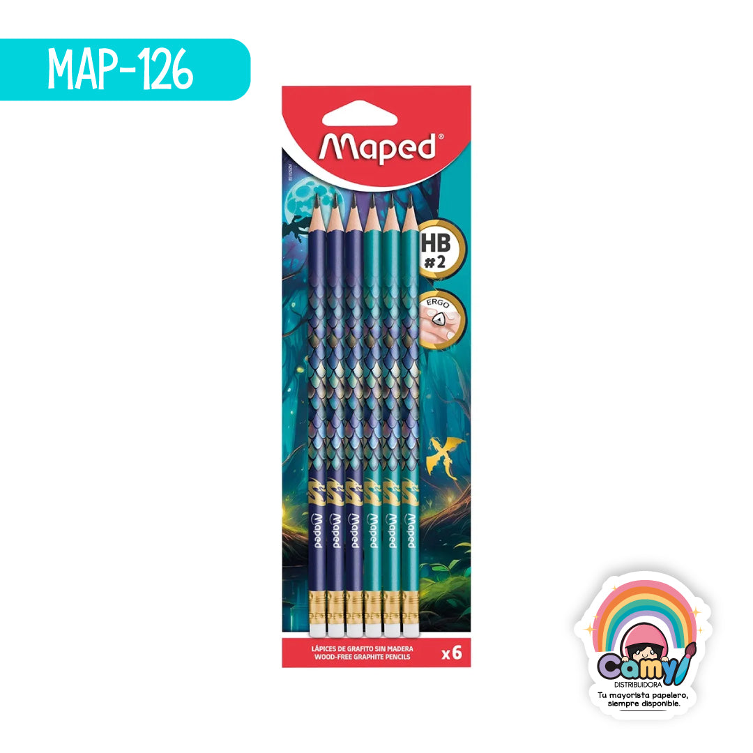 MAP-126 LAPIZ MAPED GRAFITO HB DRAGON X6 BLISTER