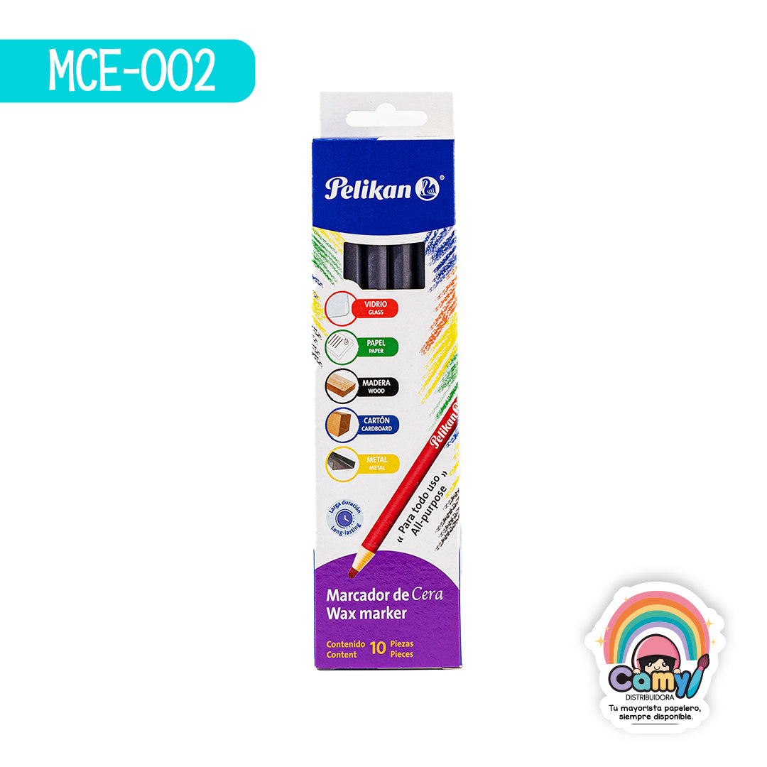 MCE-002 MARCADOR DE CERA PELIKAN C/10 AZ