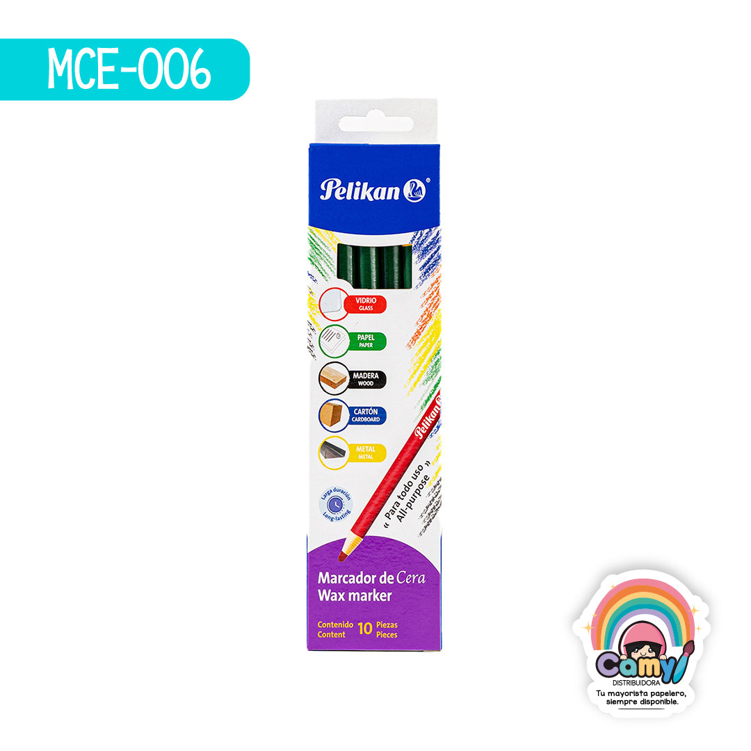 MCE-006 MARCADOR DE CERA PELIKAN C/10 VD