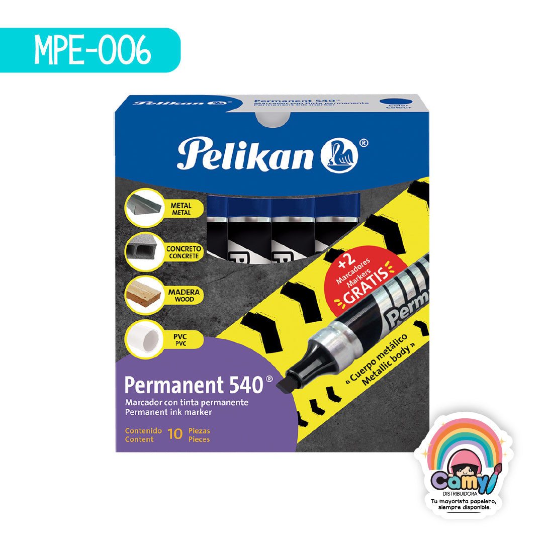 MPE-006 PERMANENT 540 METALICO C/10 AZ PELIKAN