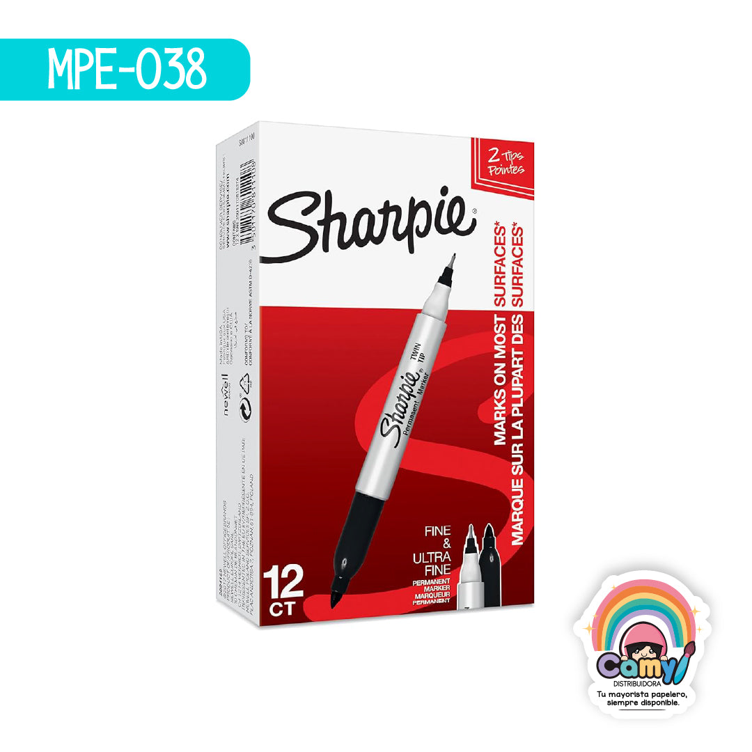 MPE-038 MARCADOR SHARPIE TWIN TIP NEGRO C/12 NEWEL