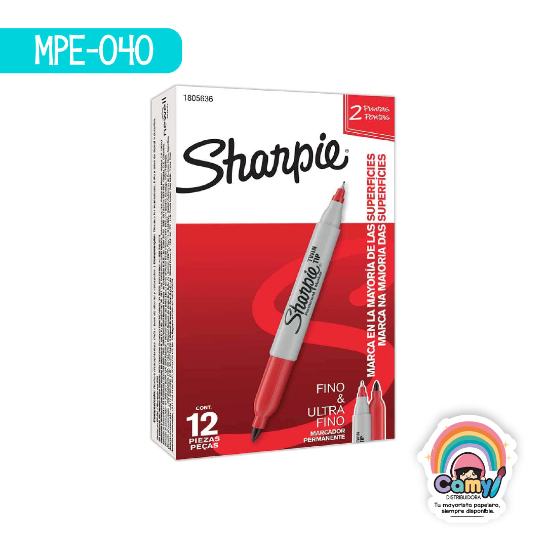 MPE-040 MARCADOR SHARPIE TWIN TIP ROJO C/12 NEWEL