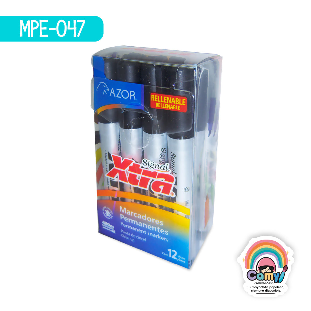 MPE-047 MARCADOR PERMANENTE SIGNAL XTRA NEGRO C/12 AZOR