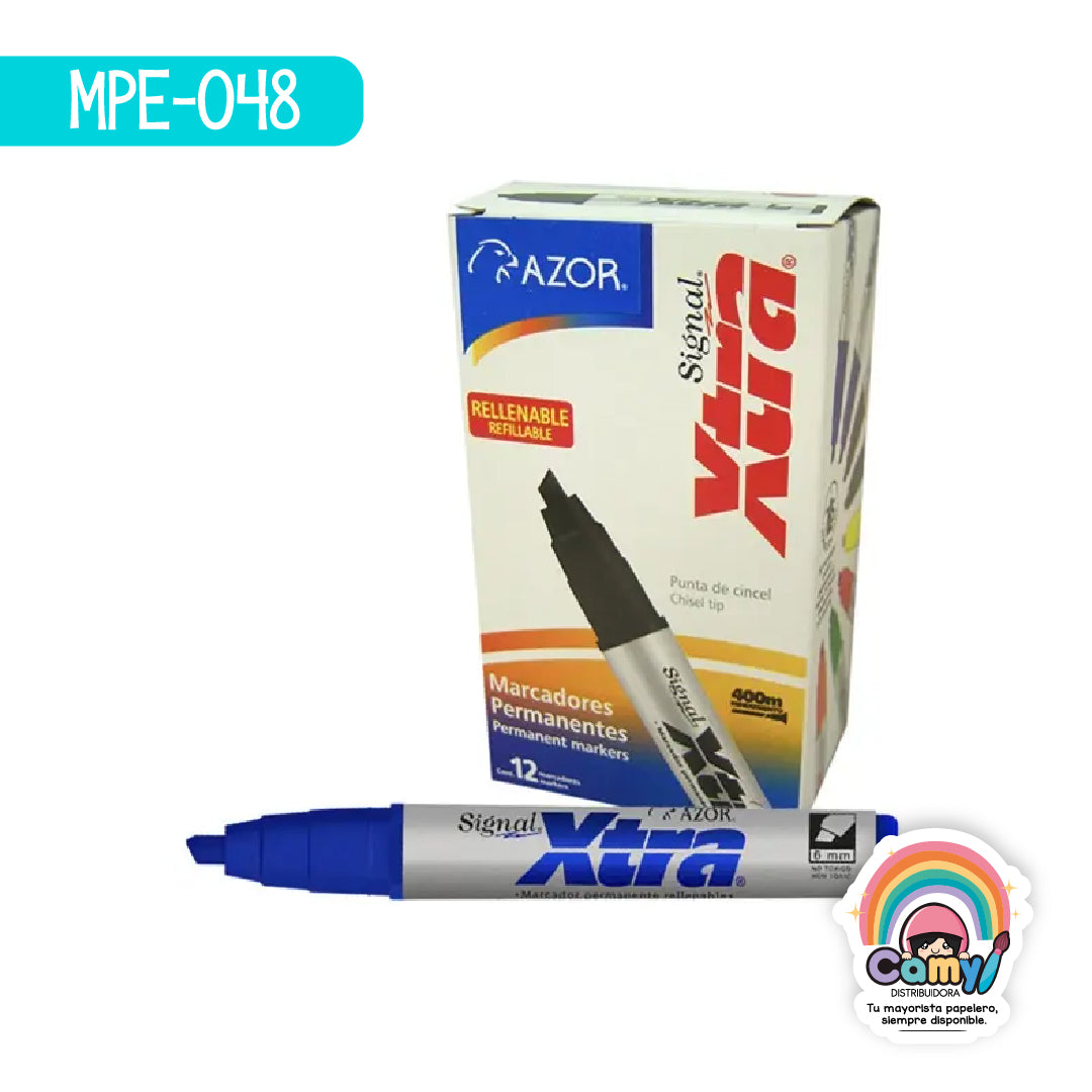 MPE-048 MARCADOR PERMANENTE SIGNAL XTRA AZUL C/12 AZOR