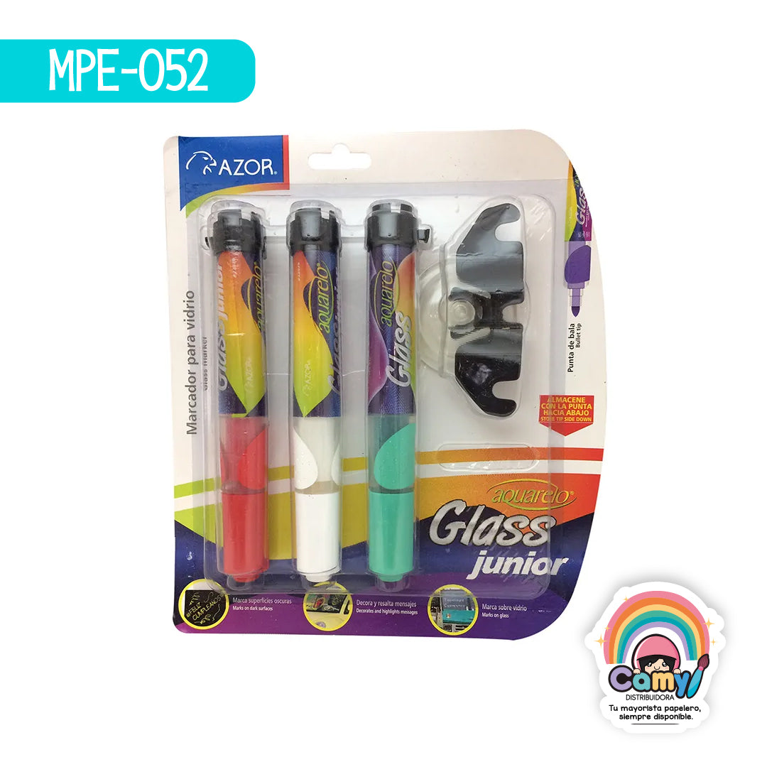 MPE-052 MARC. PARA VIDRIO AQUARELO GLASS JR C/3 RO/BCO/VE AZOR