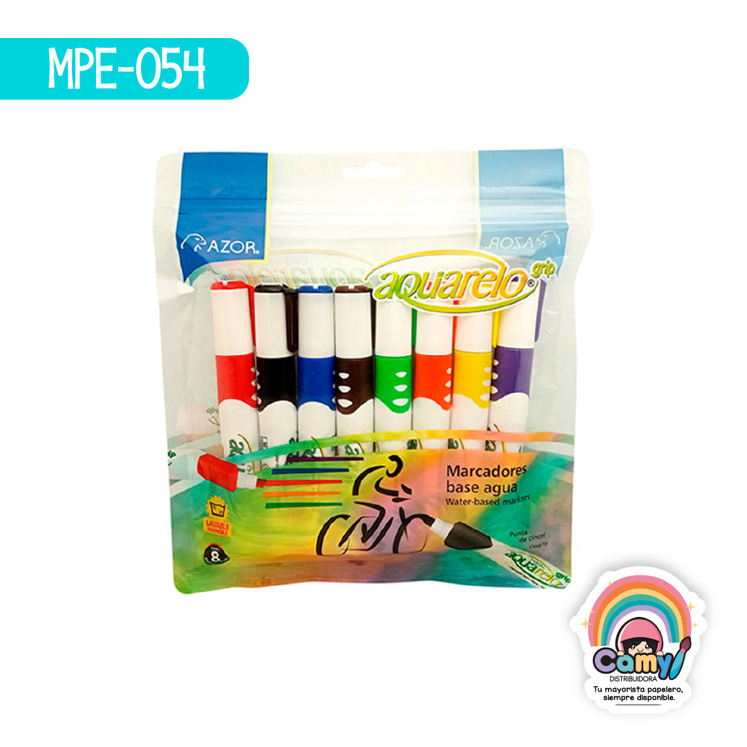 MPE-054 AQUARELO GRIP BOLSA C/8 COL. SURT AZOR