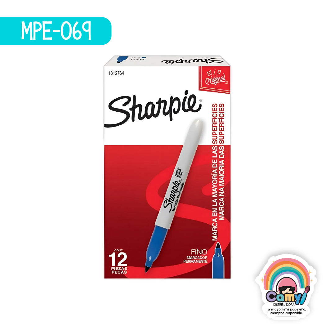 MPE-069 MARCADOR SHARPIE PUNTO FINO AZUL C/12 NEWEL