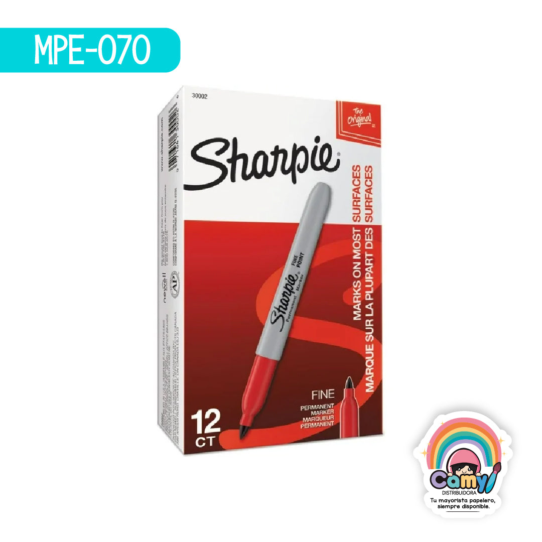 MPE-070 MARCADOR SHARPIE PUNTO FINO ROJO C/12 NEWEL