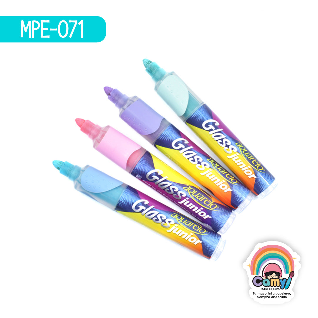 MPE-071 MARC. PARA VIDRIO AQUARELO GLASS JR PASTEL C/4 AZOR