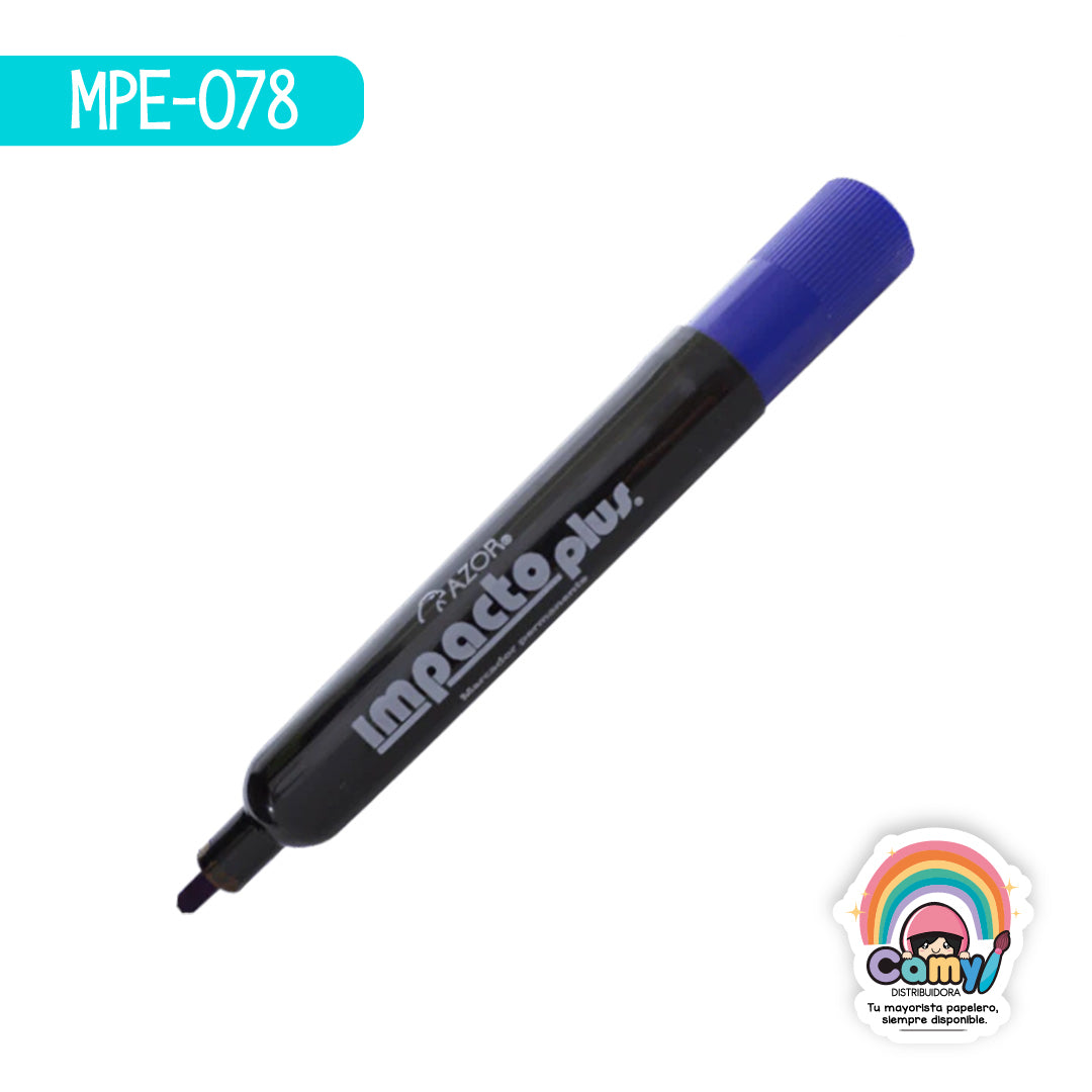 MPE-078 MARCADOR IMPACTO PLUS AZOR AZUL C/12