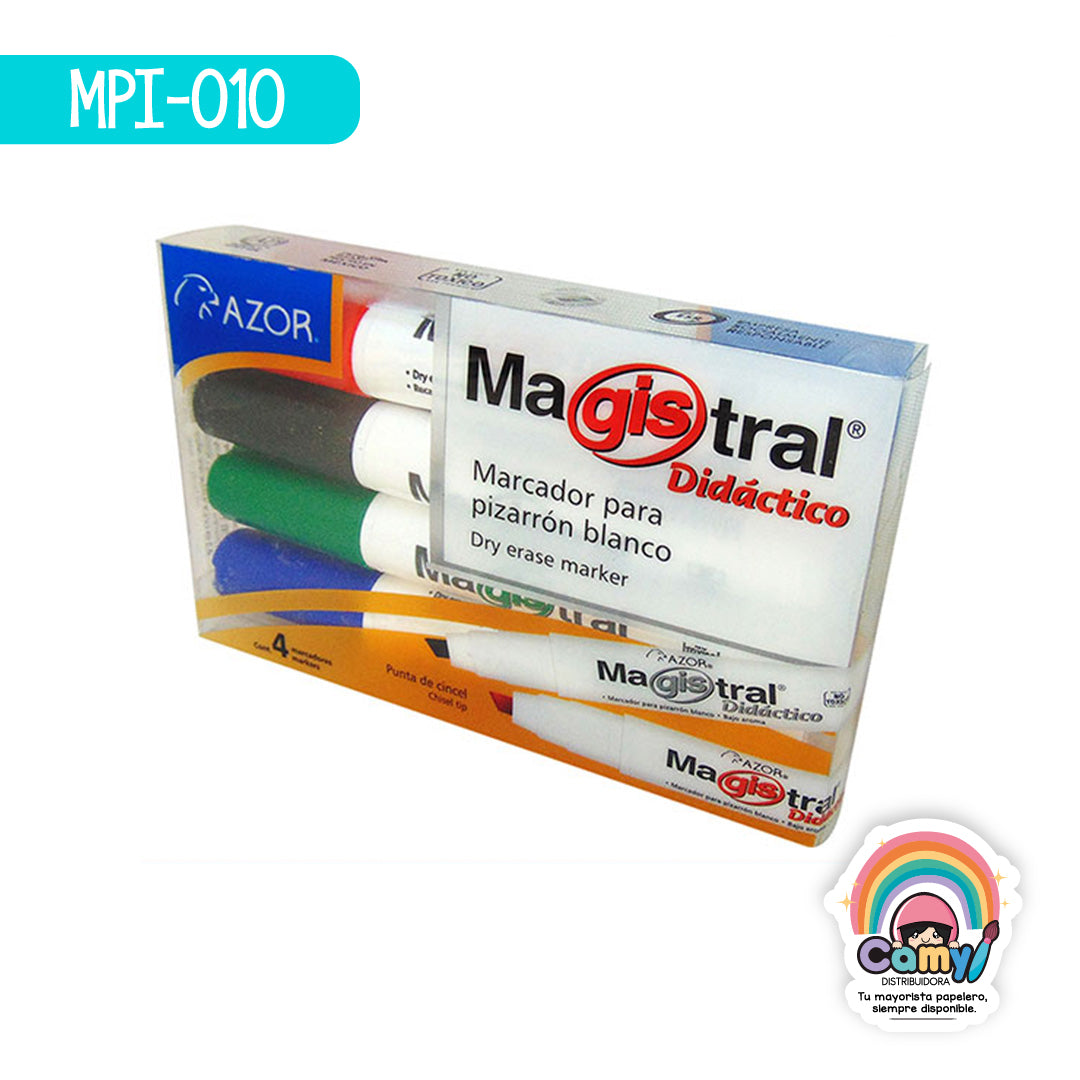 MPI-010 MARCADOR PARA PIZARRON MAGISTRAL DIDACTICO EST.C/4 AZOR