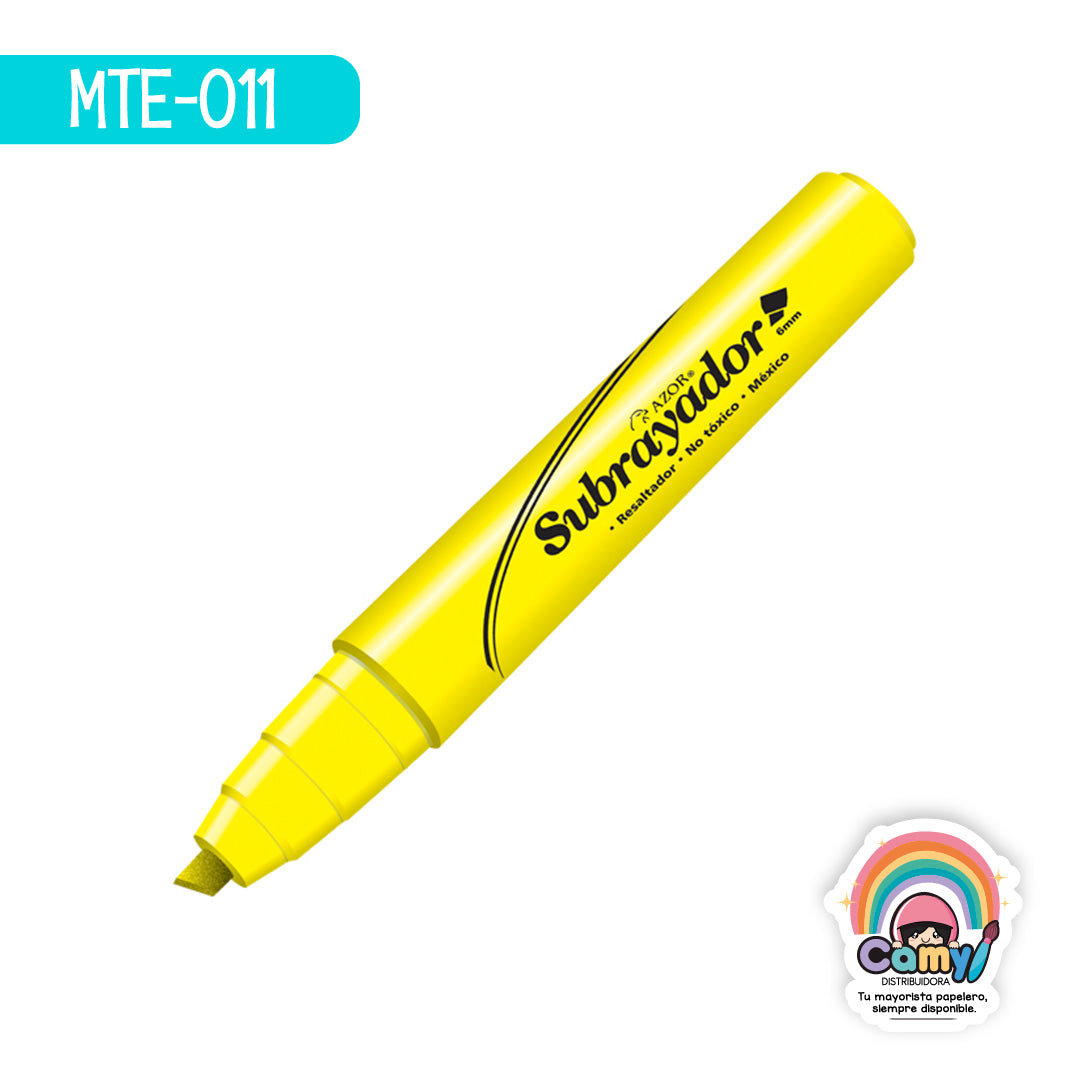 MTE-011 MARCATEXTOS SUBRAYADOR AZOR C/12 AMARILLO