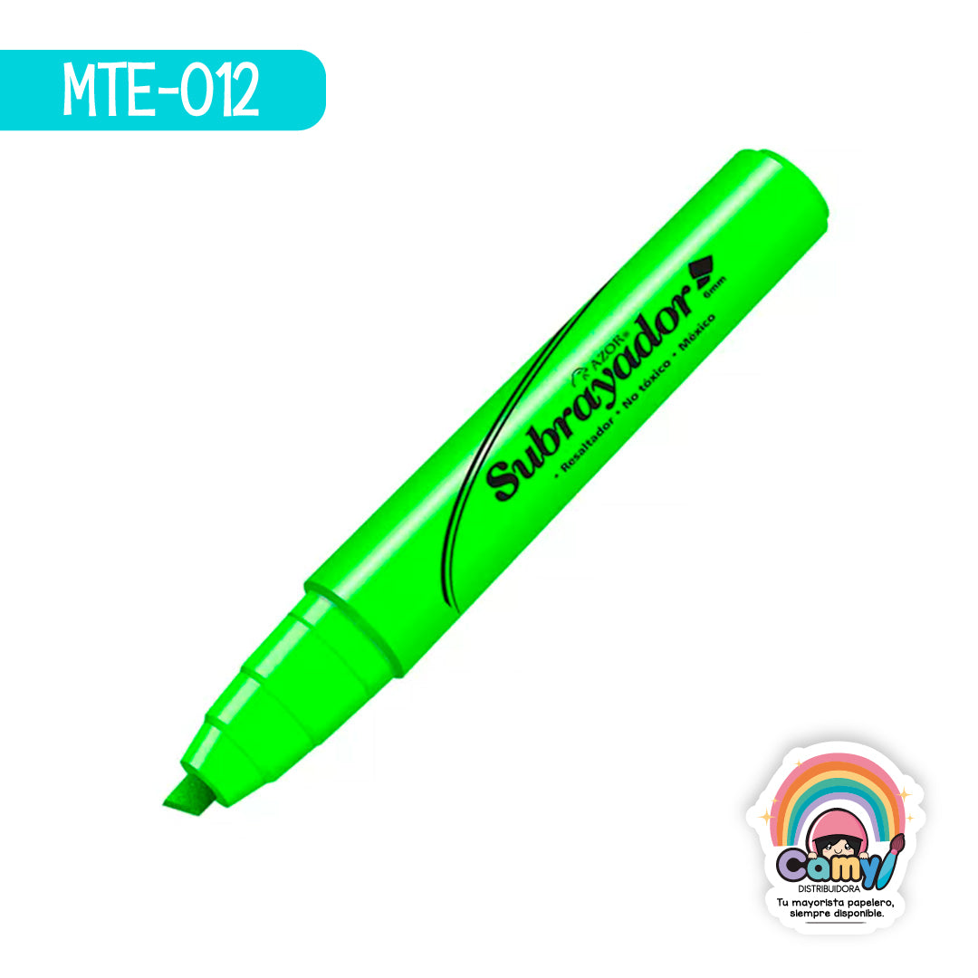 MTE-012 MARCATEXTOS SUBRAYADOR AZOR C/12 VERDE