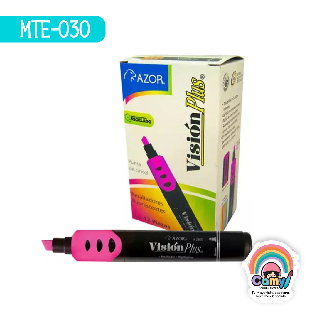 MTE-030 MARCATEXTOS VISION PLUS AZOR C/12 ROSA