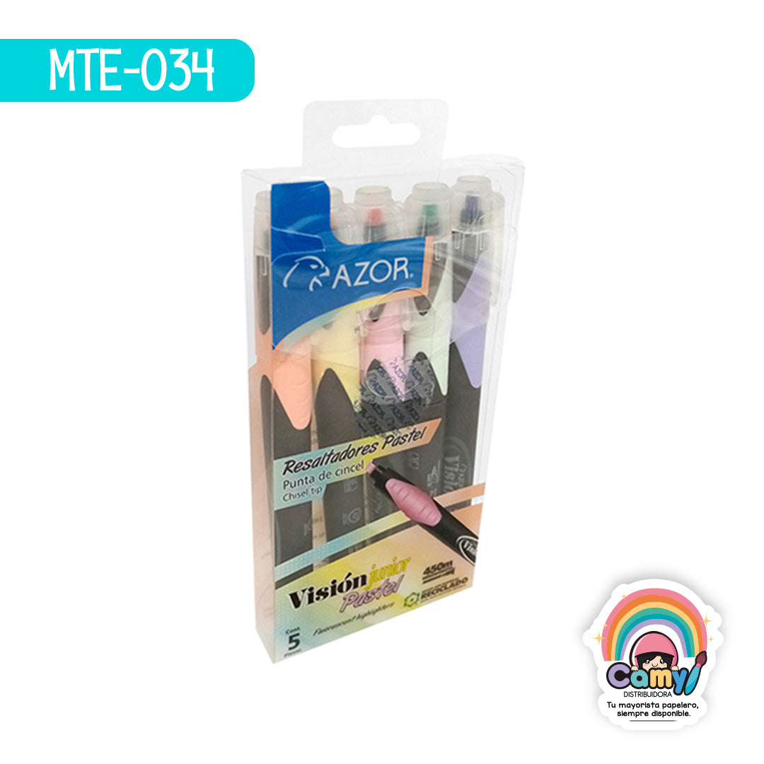MTE-034 MARCATEXTOS VISION JUNIOR C/5 COLORES PASTEL SURT AZOR