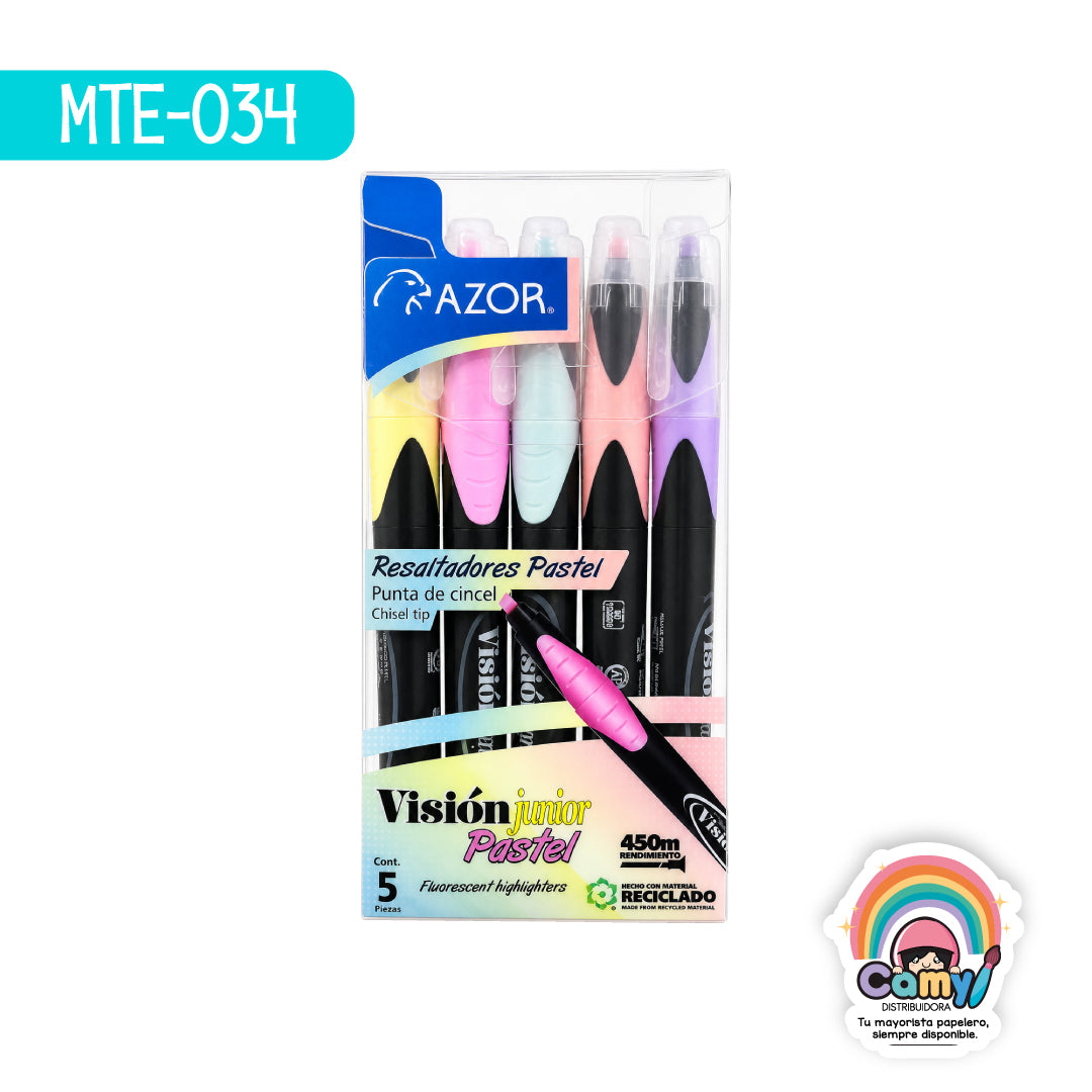 MTE-034 MARCATEXTOS VISION JUNIOR C/5 COLORES PASTEL SURT AZOR