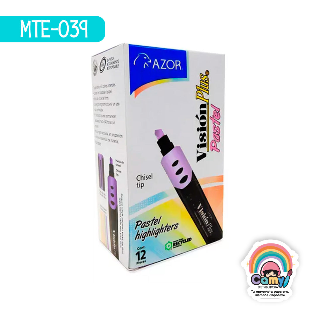 MTE-039 MARCATEXTOS VISION PLUS PASTEL AZOR C/12 MORADO