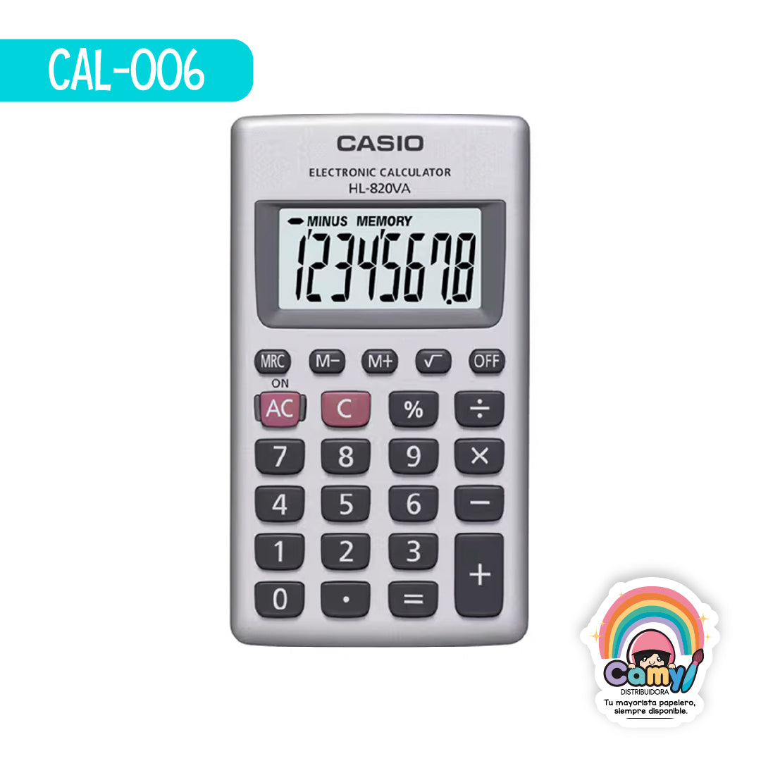 CAL-006 CASIO CALCULADORA DE BOLSILLO 8 DIG HL-820VA