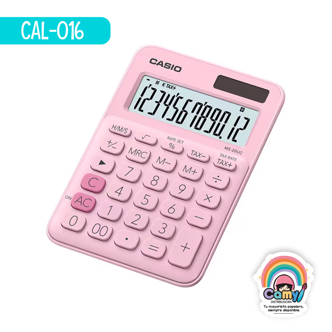 CAL-016 CASIO CALCULADORA DE ESCRITORIO 12 DIG ROSA PASTEL
