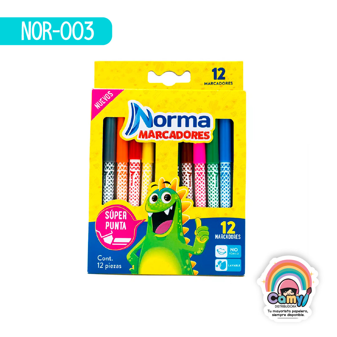 NOR-003 MARCADORES LAVABLES NORMA X 12U