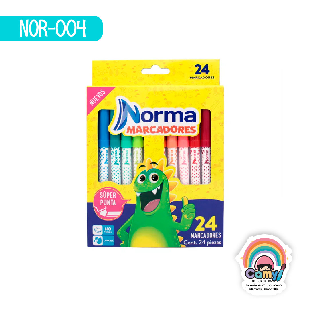 NOR-004 MARCADORES LAVABLES NORMA X 24U