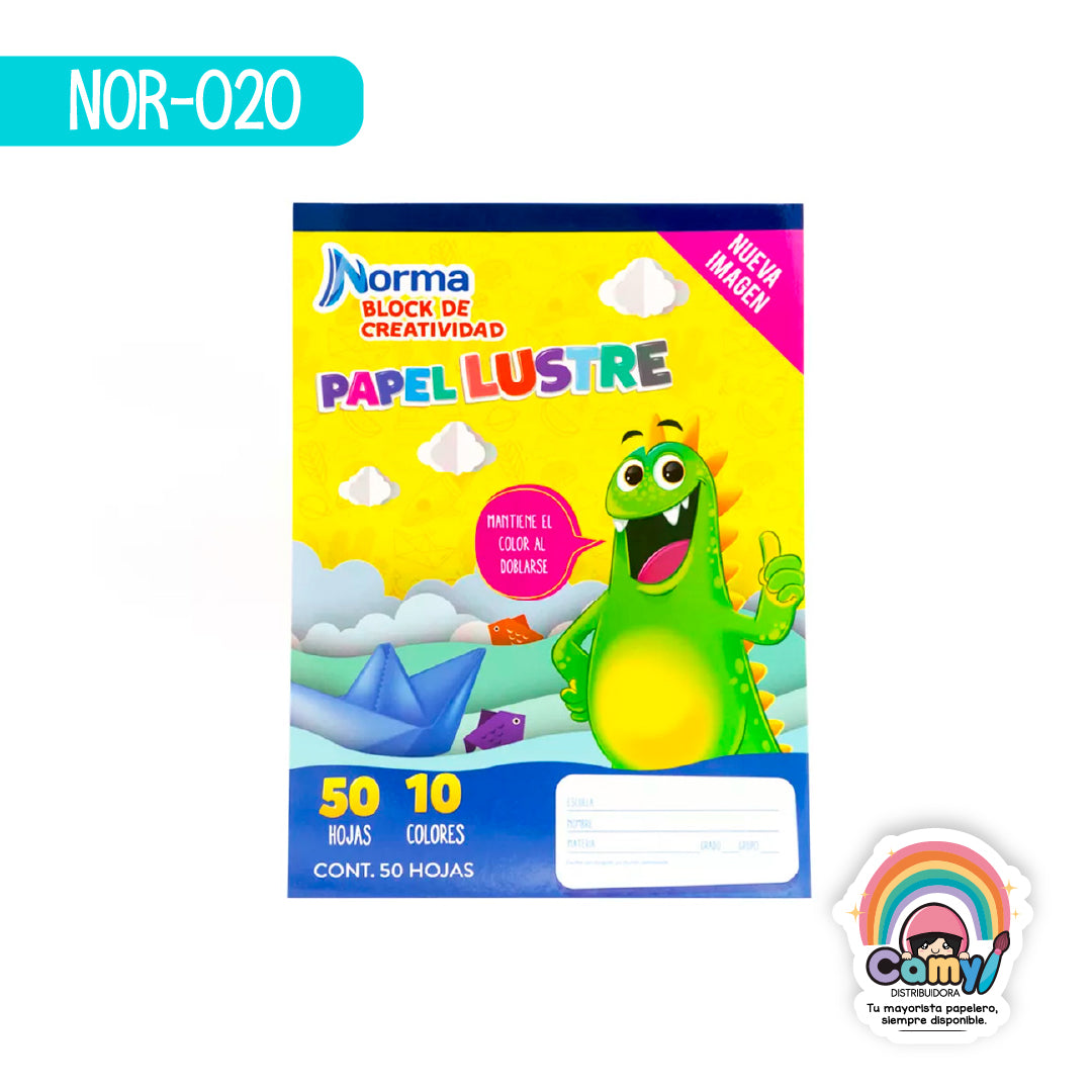NOR-020 BLOCK CREATIVIDAD PAPEL LUSTRE COLORES 50H. NORMA