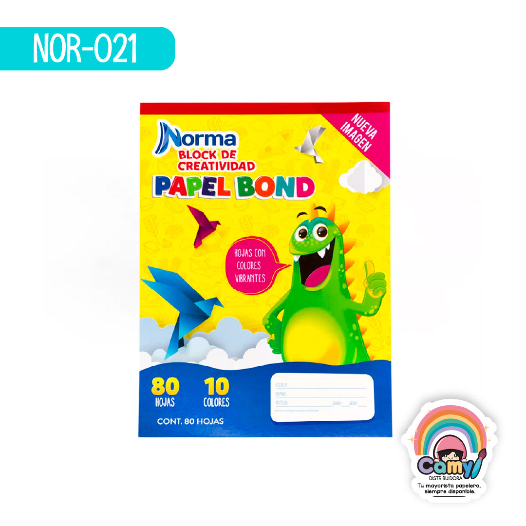 NOR-021 BLOCK CREATIVIDAD PAPEL BOND COLORES 80H NORMA
