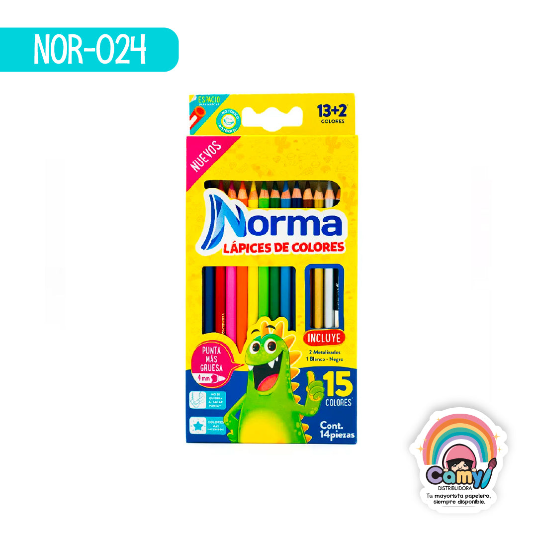 NOR-024 LAPICES DE COLORES NORMA 12 + 3L