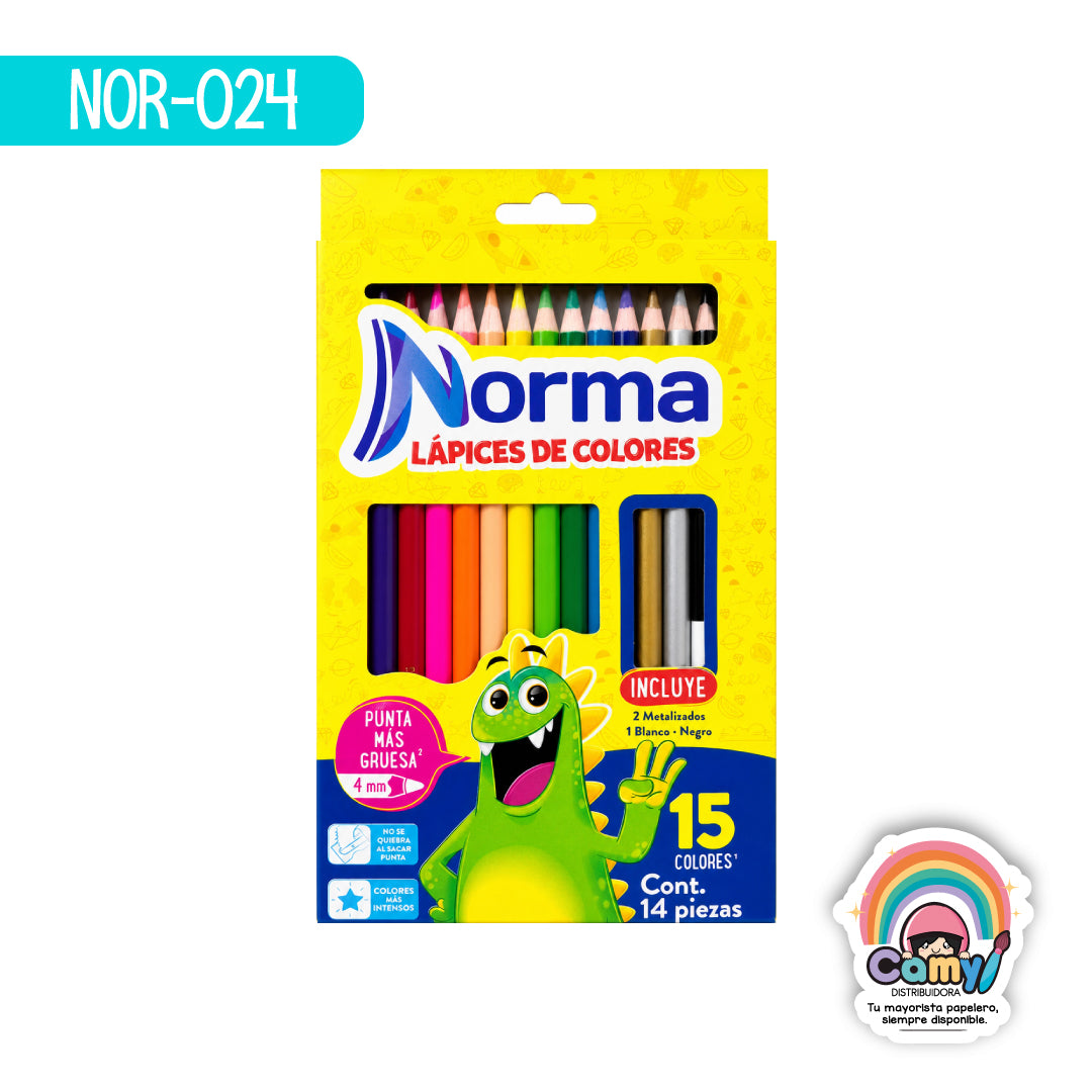 NOR-024 LAPICES DE COLORES NORMA 12 + 3L