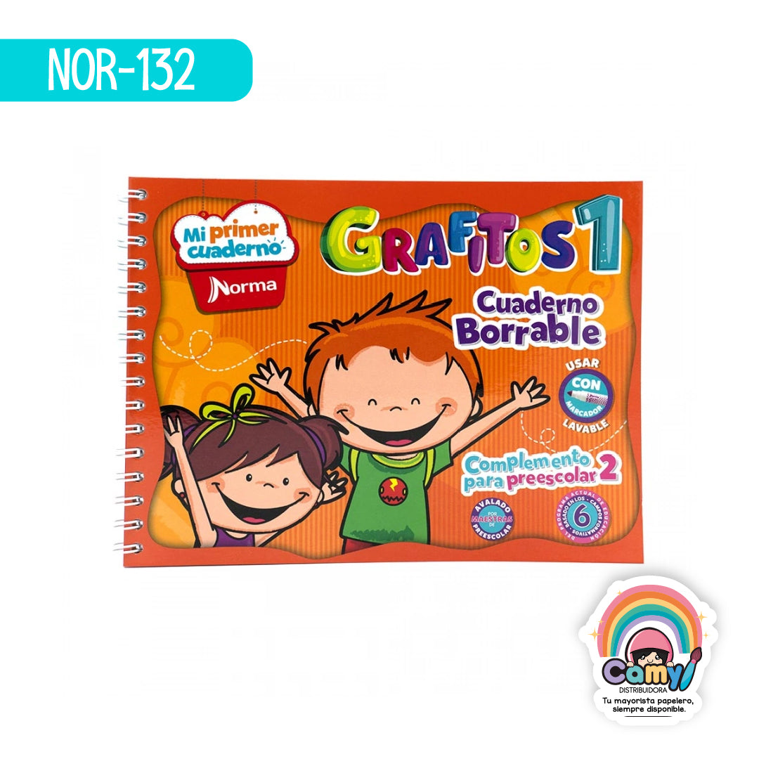 NOR-132 CUADERNILLO BORRABLE GRAFITOS 1 CON 8 HOJAS, 2 INS NORMA