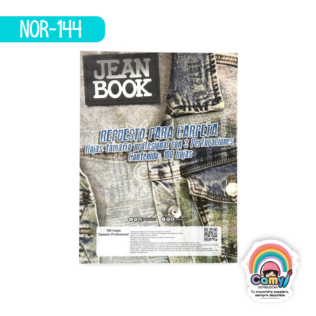 NOR-144 HOJAS REPUESTO CARPETA PROF JEAN BOOK REVOLUTION 100H