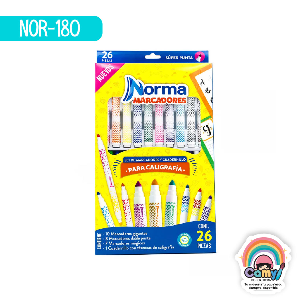 NOR-180 SET DE CALIGRAFIA MARCADORES NORMA X26