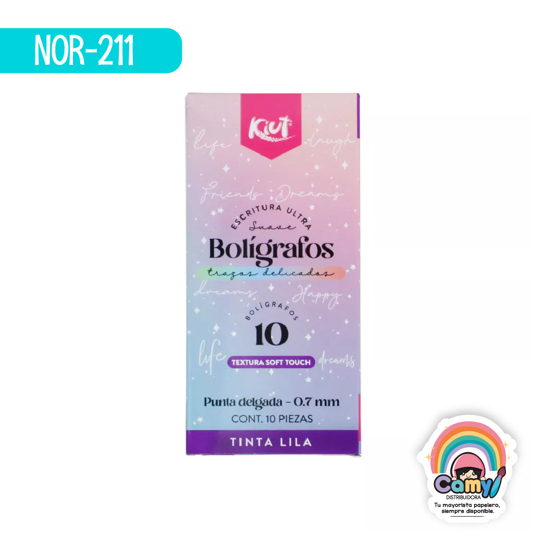 NOR-211 BOLIGRAFO KIUT CAJA X 10 UND MORADO