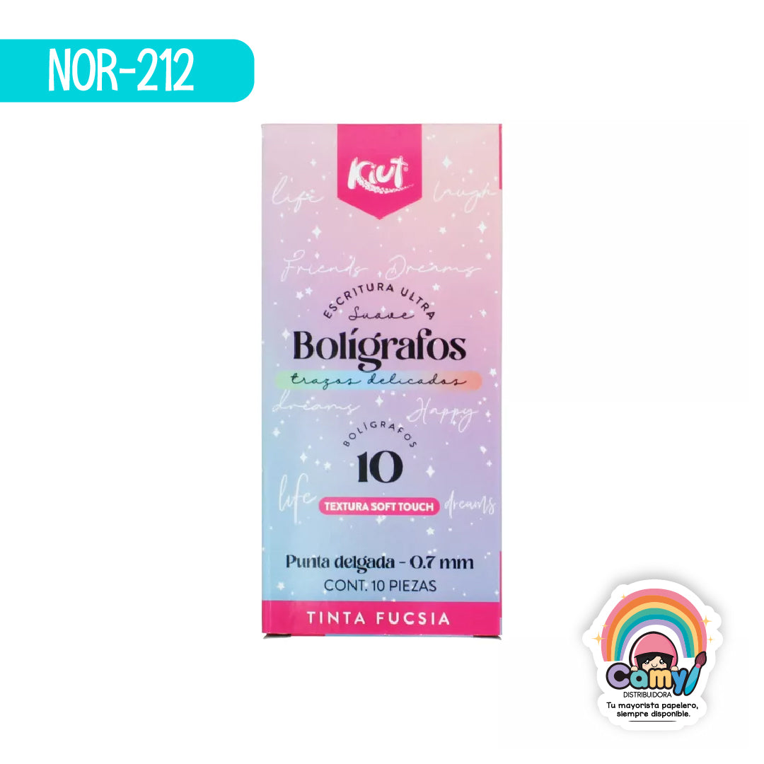 NOR-212 BOLIGRAFO KIUT CAJA X 10 UND FUCSIA
