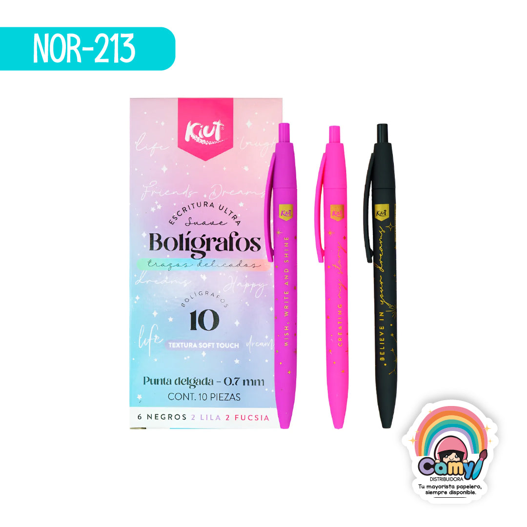 NOR-213 BOLIGRAFO KIUT CAJA X 10 UND SURTIDOS