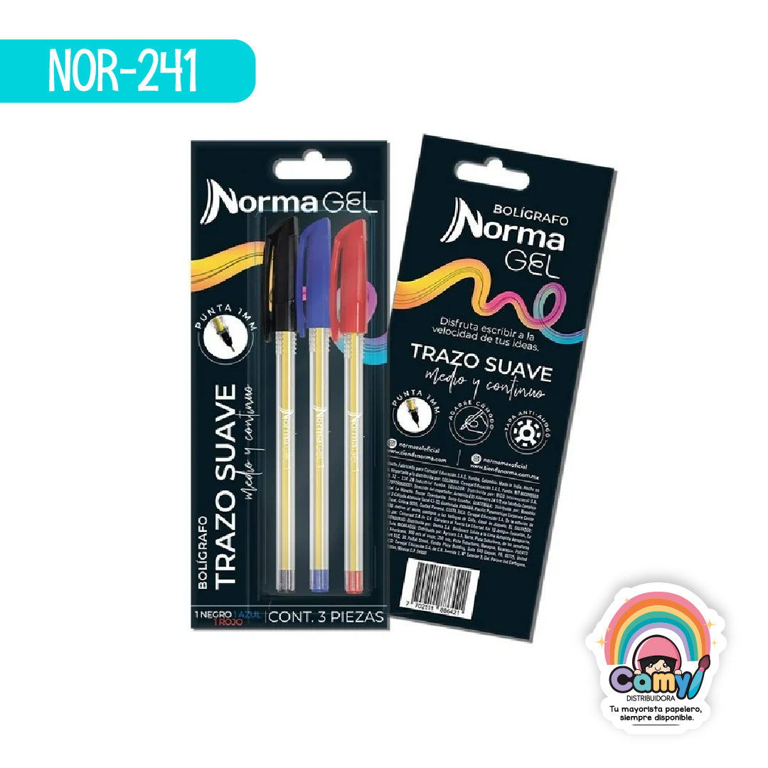 NOR-241 BOLIGRAFO NORMA BLISTER C/3 (1NGO, 1RJ, 1AZ)