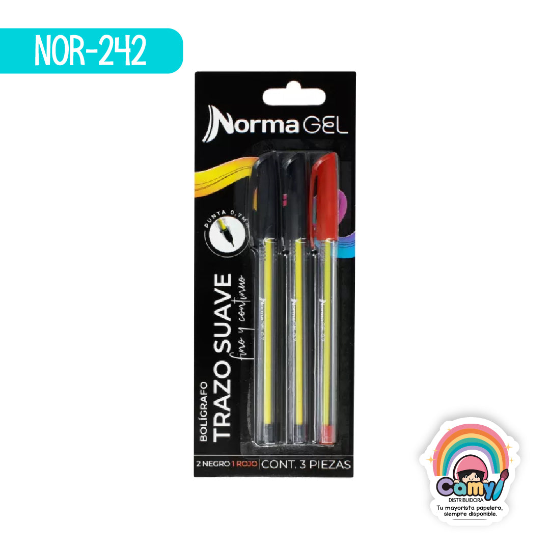 NOR-242 BOLIGRAFO NORMA BLISTER C/3 (2NGO Y 1RJ)
