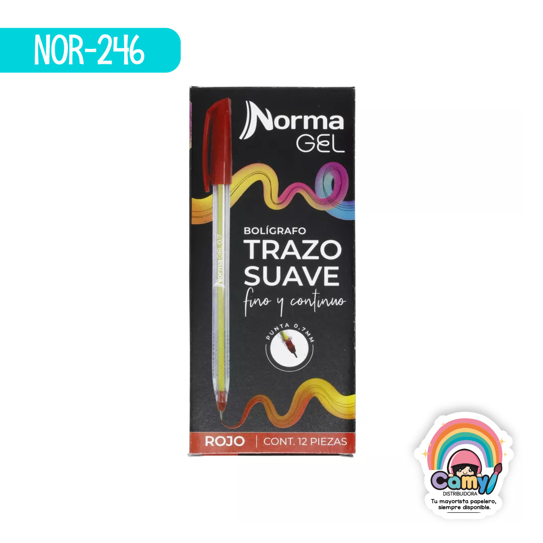 NOR-246 BOLIGRAFO NORMA GEL ROJO C/12