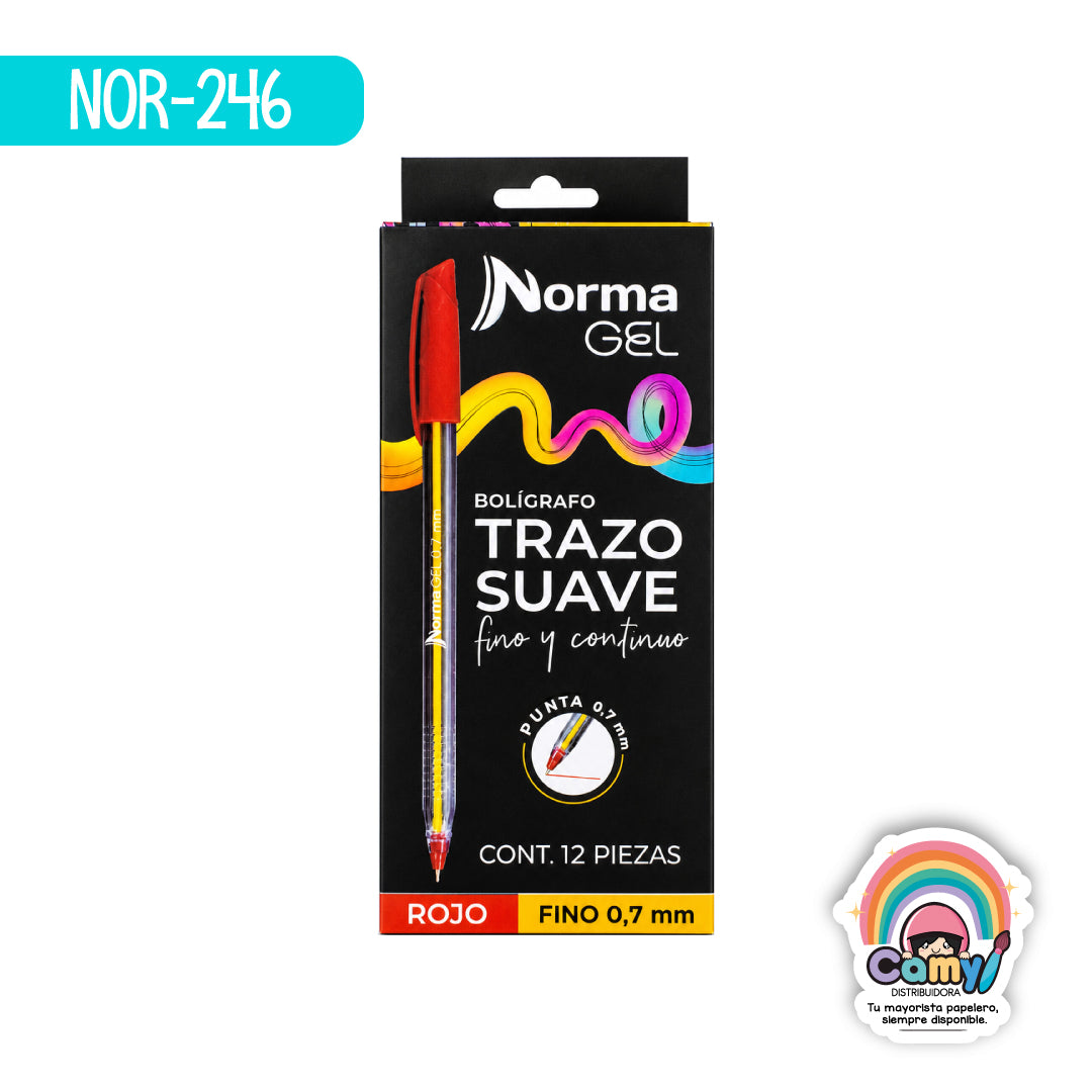 NOR-246 BOLIGRAFO NORMA GEL ROJO C/12