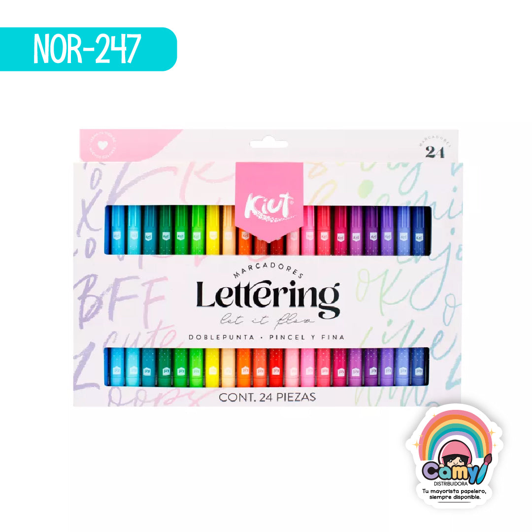 NOR-247 MARCADORES PUNTA PINCEL KIUT X24