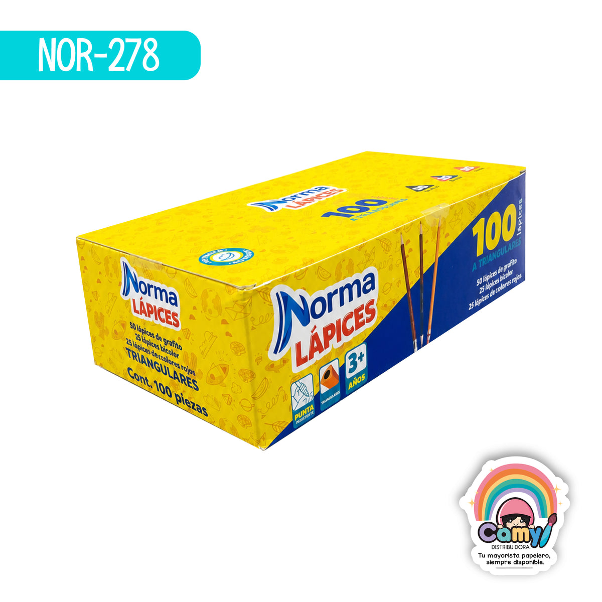 NOR-278 LAPICES TRIANG NORMA C/100 PZ (50LPZ-25CHE-25BIC)