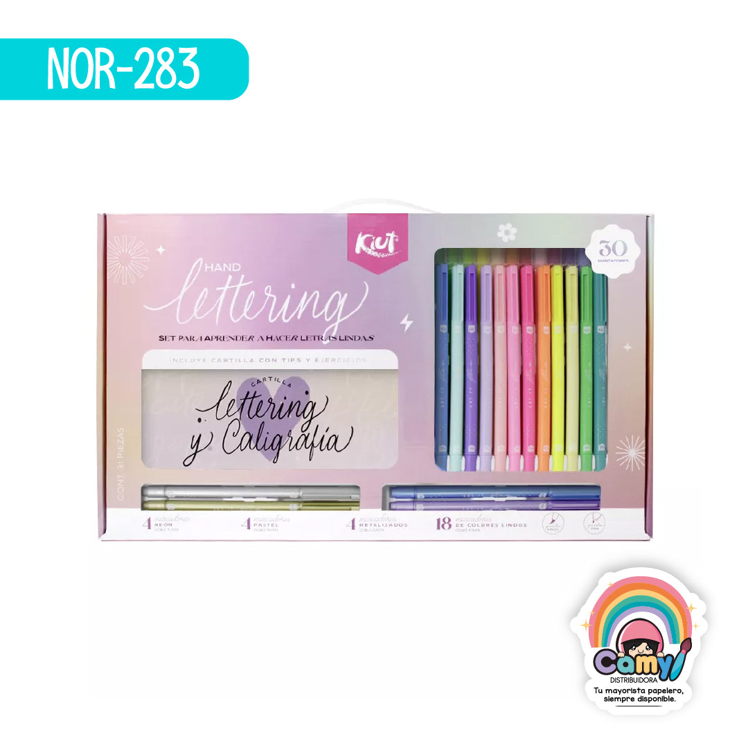 NOR-283 KIT KIUT LETTERING CARTILLA Y MARC PINCEL X30