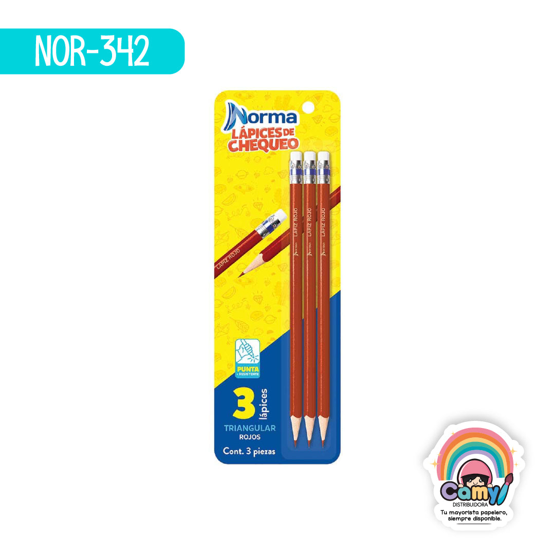 NOR-342 LPZ CHECADOR ROJO NORMA BLISTER C/3